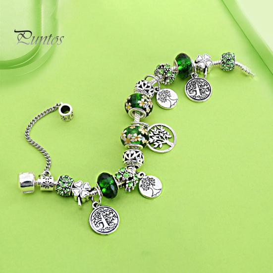 Браслет удачи, глазурованное дерево жизни, зеленый искусственный кристалл, винтажный браслет своими руками, многоцветный браслет в этническом стиле для покупок, работы, вечеринки, свиданий