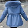 BITCED Winter Thickened Puffer Coat for Women with Waist-cinching, Slimming Fit, Hood and Large Fur Collar for Warmth
