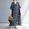 Women New 2025 Plus Size Summer Dress Printing Basic Casual Floral Short Sleeve V-Neck Dress Loose Long Dress