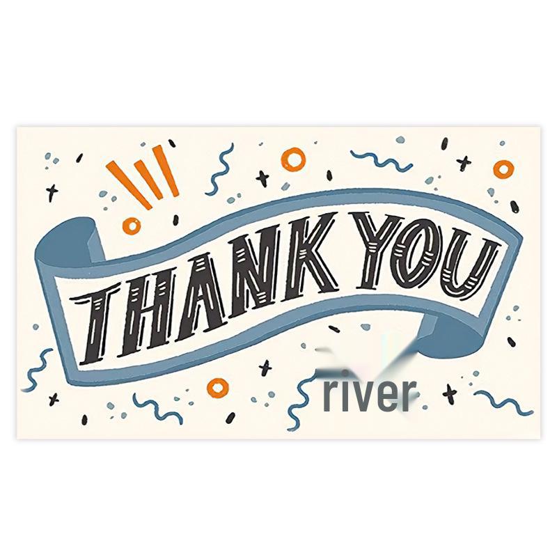 Black Thank You Greeting Cards, 50 Sheets/Pack