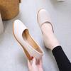 2025 New Flat Women's Shoes Plain Soft Leather Soft Sole Fashion Pointed Shoes Flat Spring and Autumn Single Shoes Boat Shoes Ladyshoes
