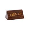 Wooden Clock Thermometer Electronic Clock Creative Wooden Student Alarm Clock Triangle Digital Clock