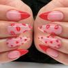 24pcs Press On Nails Gentle Love Lips Red Manicure French Valentine's Day New Year's Wear Nails False Nails