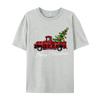 Crafty Merry Christmas Tree On Red Plaid Pickup T-Shirt Men Round-Neck Camisas Casual Tshirt Soft Cotton Fit Tee