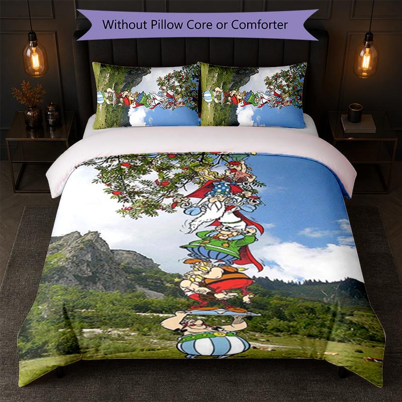 Asterix & Obelix Print 3Pcs Duvet Cover Set 1 Duvet Cover and 2 Pillowcases Soft Bed Linen For Household Bedroom