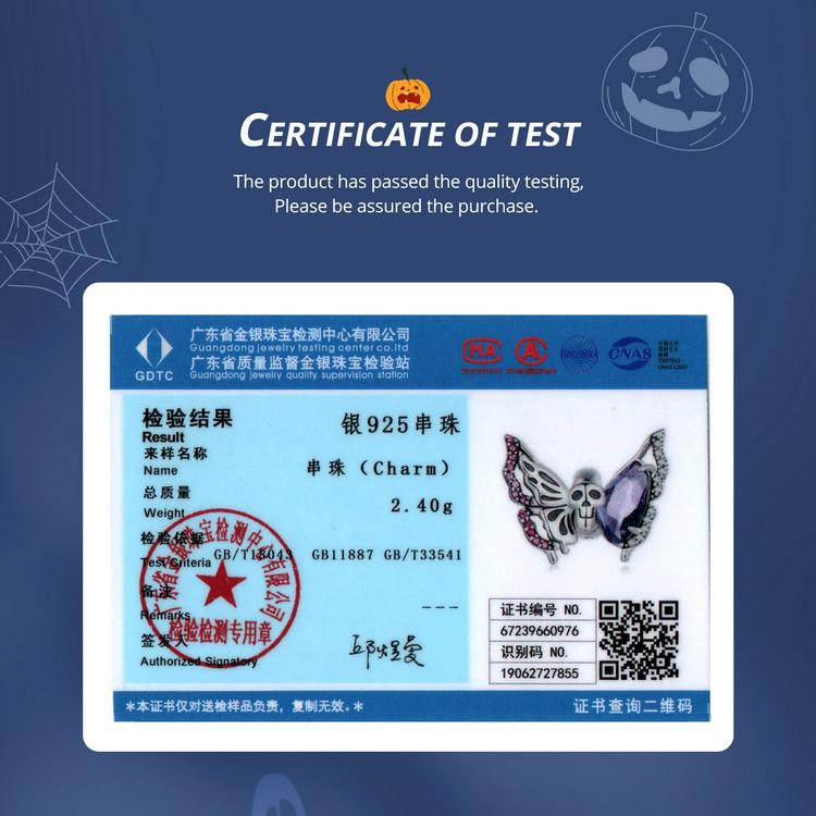 BAMOER Стерлингового Серебра 925 пробы Скелет Сердце и Бабочка Шарм Бусины Череп Бабочка Силиконовый Подвеска для Женщин Браслет DIY Ювелирные Изделия