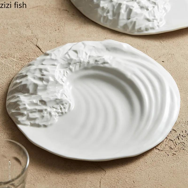 Stone Pattern Mountain Sea Plate Ceramic Special Shaped Tableware Dessert Plate Snack Plate Sushi Plates Artistic Tableware