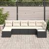 vidaXL 7-Piece Garden Sofa Set with Cushions Black Poly Rattan 3346467