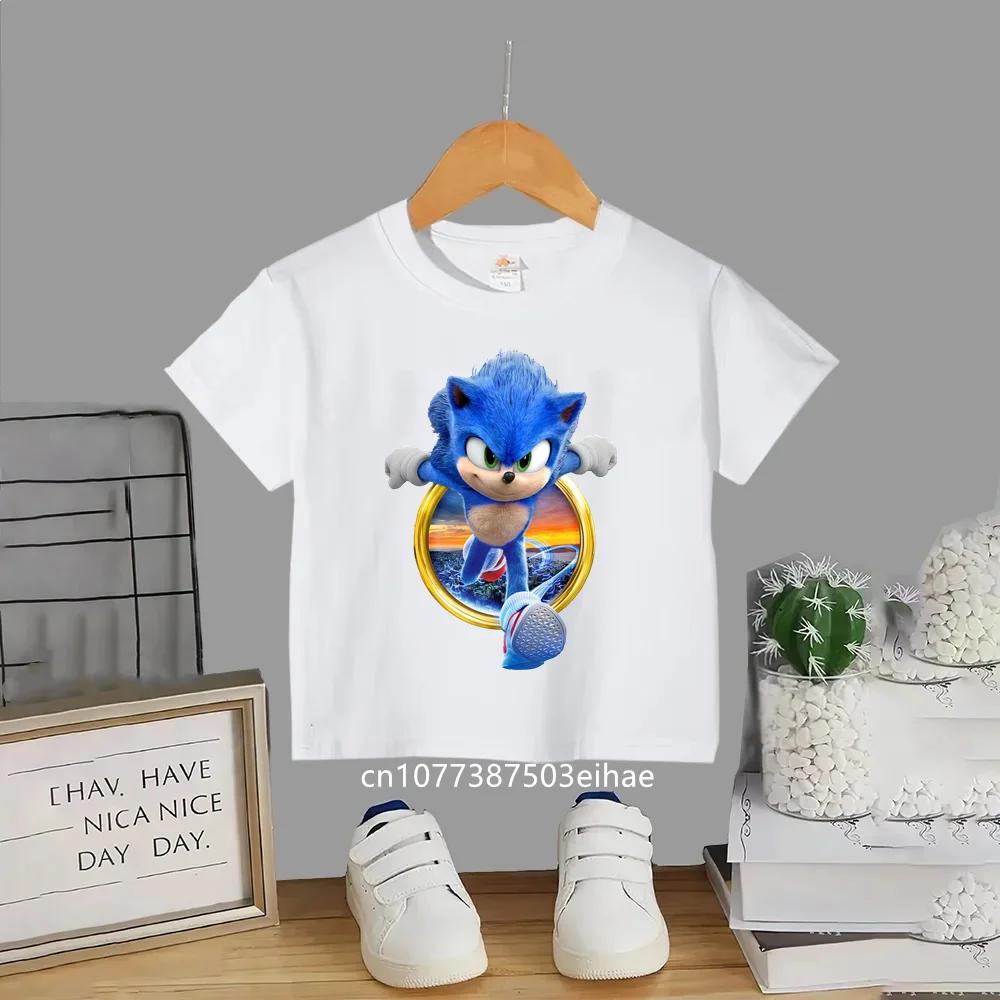 Children Round Neck TShirt Anime Sonic Cartoon Design Casual Fashion Style Comfortable Breathable Short Sleeve Daily Casual Tee