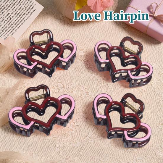 Заколка для волос в форме сердца, Нескользящие зубцы, Полый дизайн, Заколка для волос, Большой размер, Заколка для волос на затылок, Зажим для волос для душа, Аксессуар для укладки волос