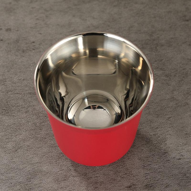 80 мл Новая простая чашка с плоским дном из нержавеющей стали с двойными стенками, изолированная кофейная чашка, высококачественные однотонные чашки для воды, товары для дома