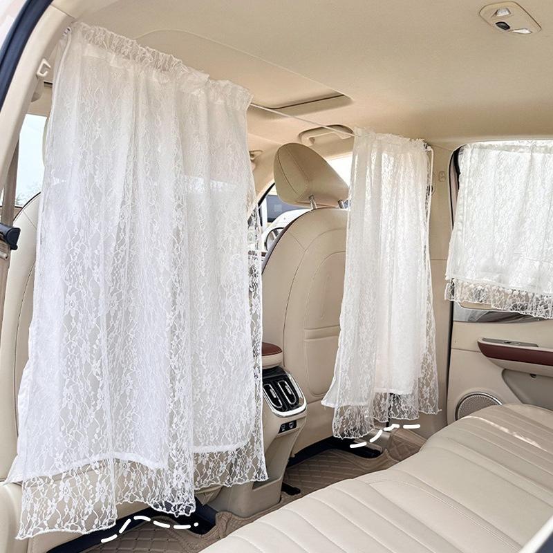 Кружевные двухслойные автомобильные шторки для конфиденциальности, универсальная шторка-разделитель между задним сиденьем, автомобильные шторки-блэкаут, солнцезащитные шторки
