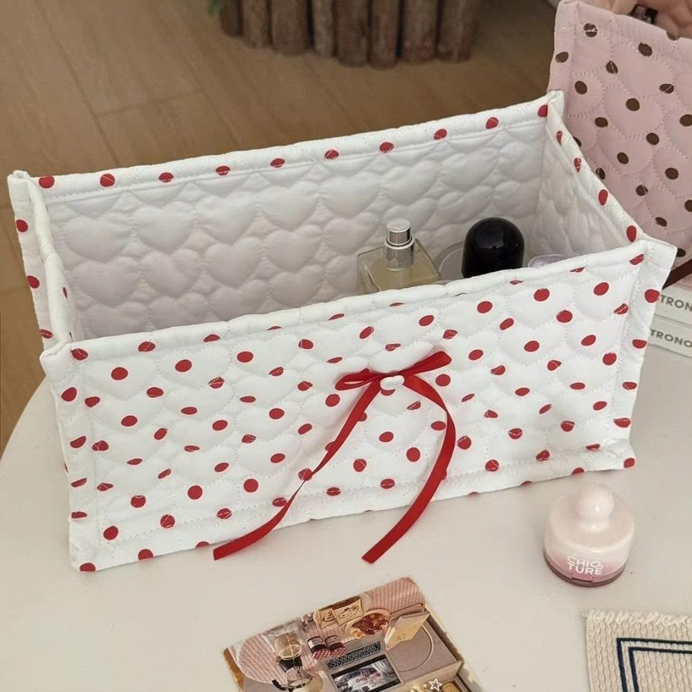 Large Storage Basket Heart Polka Dot Desktop Organizer Basket Storage Box Sundries Organization