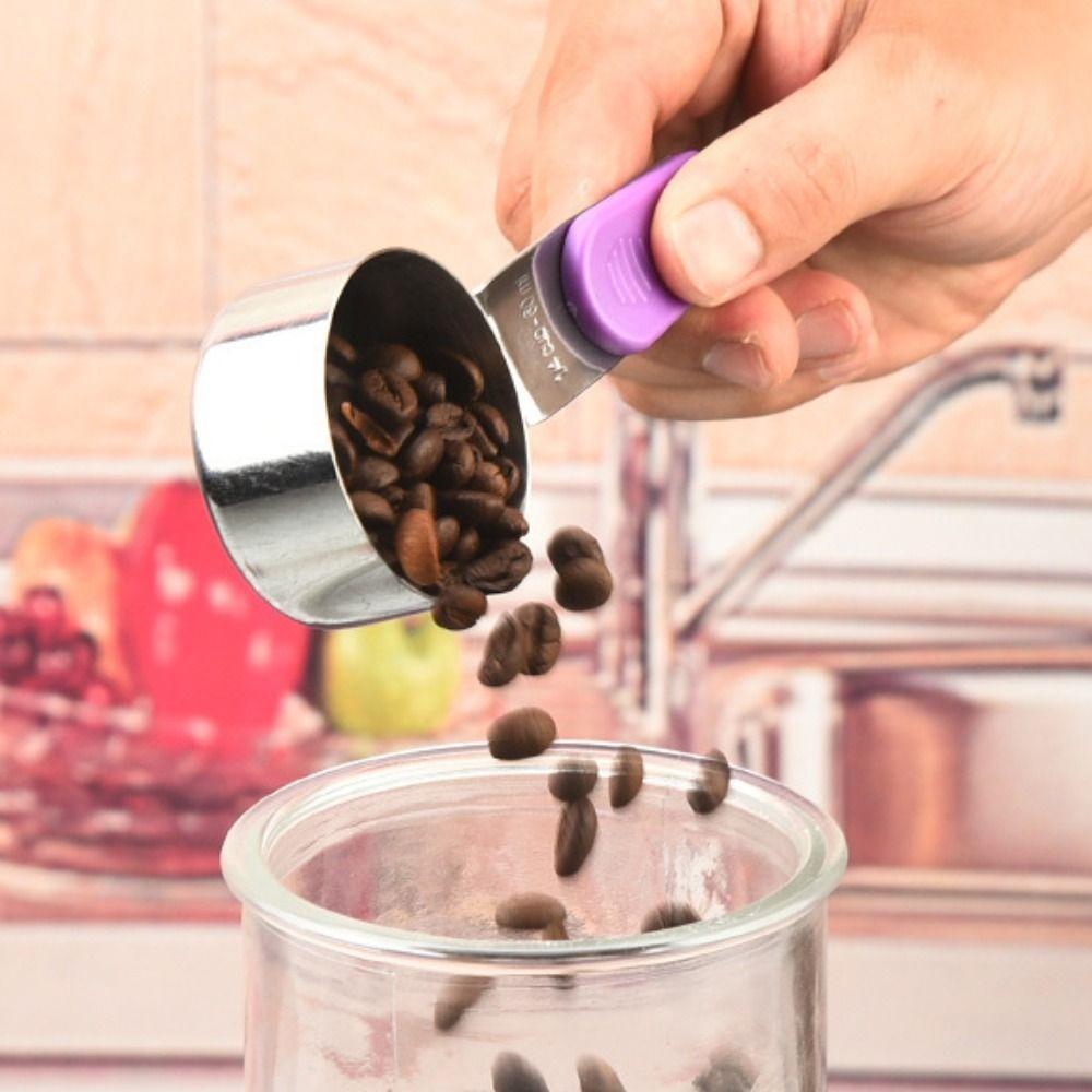 7 Piece/Set with Scale Stainless Steel Measuring Spoon Magnetic Handle Teaspoon Coffee Scoop Grain