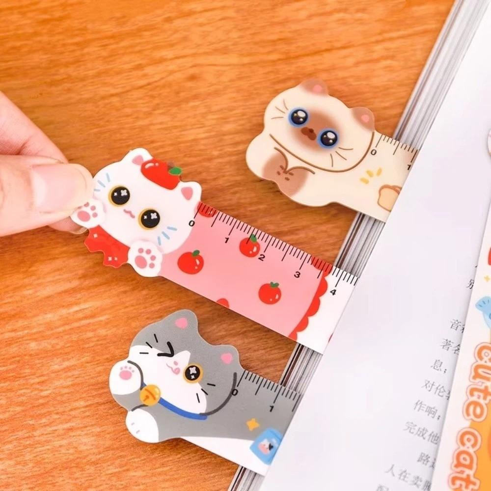 Kawaii Cute Design Cartoon Cat Magnetic Ruler 12cm Magnetic Bookmark Ruler for Students