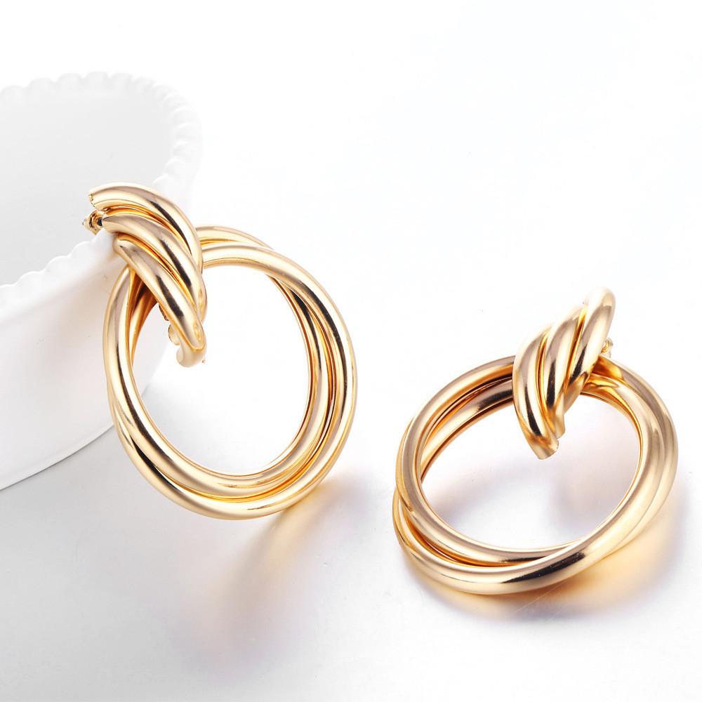 Unique Round Alloy Earrings For Women Modern European Style Perfect Gift Option