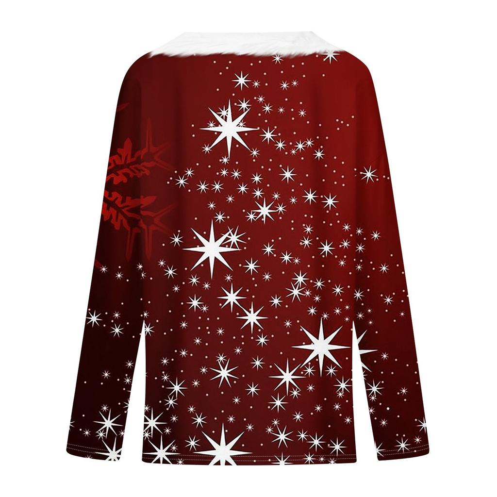 Рубашки с длинным рукавом для женщин Милые топы Рождественские принты Футболки Блузки Повседневные топы больших размеров Базовые топы Пуловеры