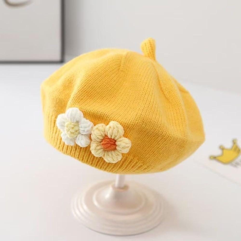 Cute Flower Toddler Beret Hat Comfortable Beanies Cap Fashion Knitted Hats Autumn Winter