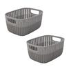 2 Pack Decorative Plastic Storage Baskets Portable Lightweight with Handles Home Office Toy Magazine Closet Organization