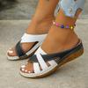 New Women's One-Strap Sandals Versatile Color-Block Fish-Mouth Thick-Soled Wedge Slippers