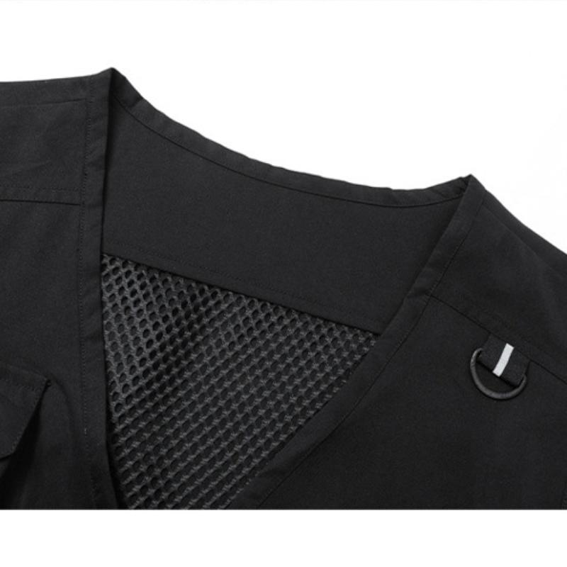 M-5XL Large Size Men's Solid Color Jacket Casual Coat Multi-pocket Sleeveless Vest Spring And Autumn Loose Vest Men's Clothing
