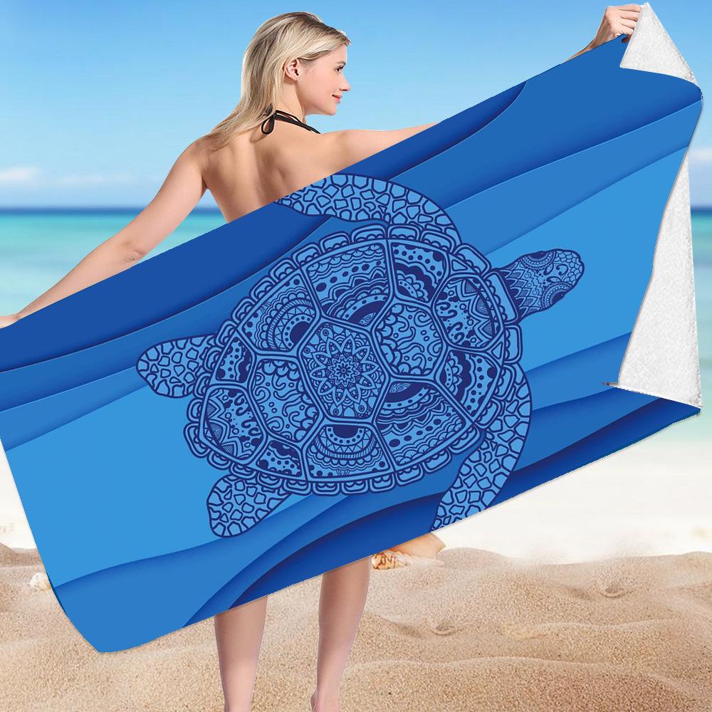 Turtle Beach Towel Microfiber Reversible Velvet Swimming Towel Versatile Square Towel