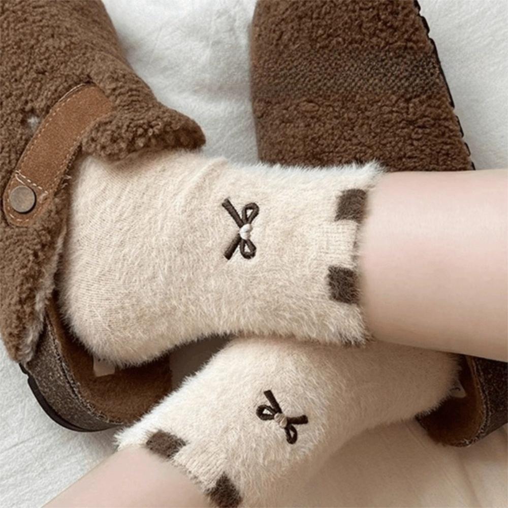 Cute Cartoon Mink Velvet Socks Anti-slip Thicken Floor Sock Winter Warm Thermal Fluffy Mid Socks