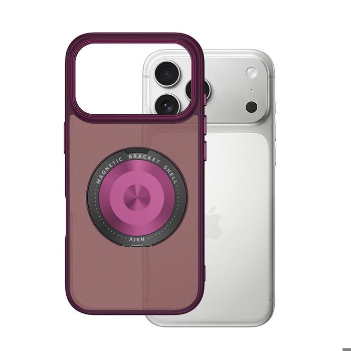 Coque de Protection - BOOLING - pour iPhone 17 Pro Max - Hybride avec Anneau Rotatif Magnétique - Rouge