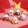 5 Pcs Mini Ceramic Lucky Cat Ornament Home Car Decoration Feng Shui Cute Maneki Neko Figure Desktop Decor Fortune Cat Craft Gift