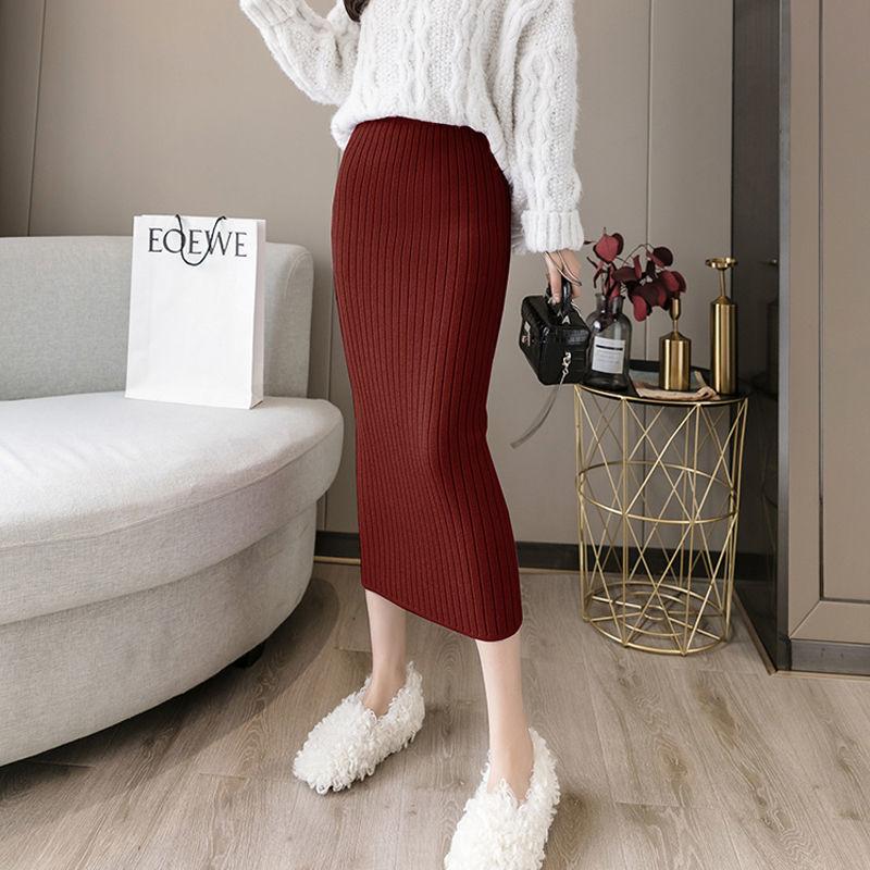 Утолщенная трикотажная юбка-полуюбка с женской задней вилкой Pit Clause, облегающая бедра, высокая талия, прямая труба, фиолетовая трикотажная юбка