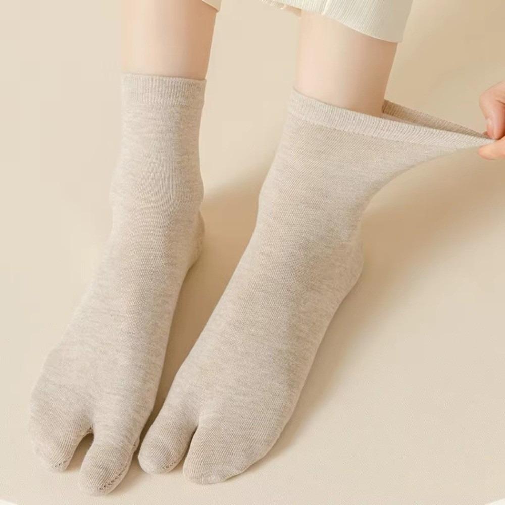 Thin Split Toe Sock Solid Color Mid-Calf Socks Japanese Style Tabi Toe Socks Girls