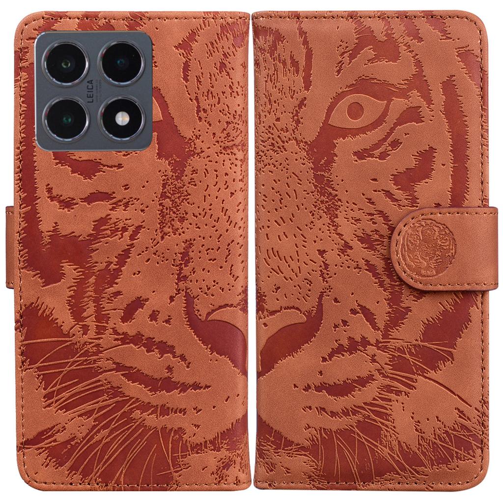 For Xiaomi 15T Case Tiger Imprint Leather Wallet Phone Cover