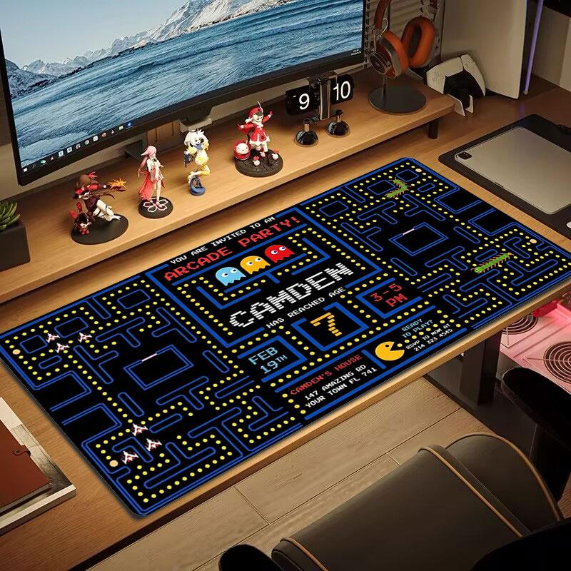 Pac-Man Large Size Mouse Pad Large Gaming Table Cushion Non-slip Laptop Tablet Big Mousepad XXL Mat Mini PC Playmat With Lock edge