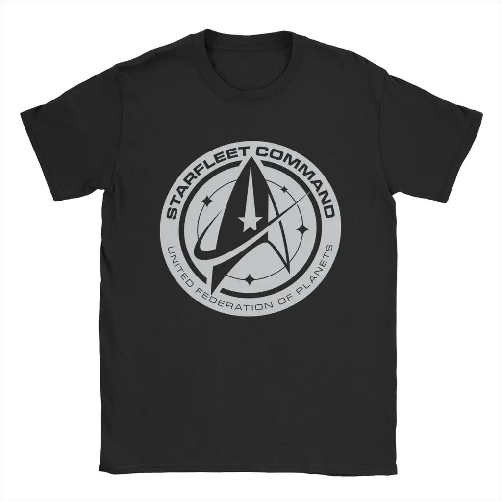 Stars Treks Discovery United Federation T Shirt for Men Cotton T-Shirts Round Collar Tee Shirt Short Sleeve Clothing Graphic#Color