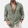 Kuajing Men's 2025 Autumn Workwear Lapel Jacket: Long Sleeve, Loose Fit, Casual Style.