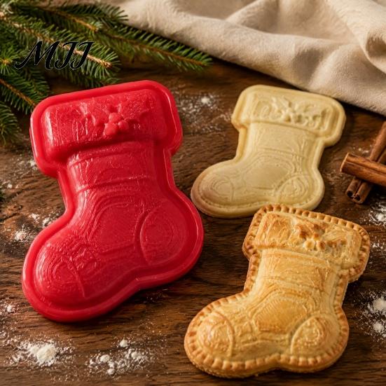 Festive Pattern Embosser Christmas Mini Pie Mold, Plastic Hand Press Kitchen Gadget for Cookies Durable Decorative Bakeware Pastries And Fondant Tool