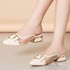 Sapatos Femininos Women Fashion Pointed Toe Mesh Transparent Summer Square Heels Lady Casual Sweet Heel Shoes A7016
