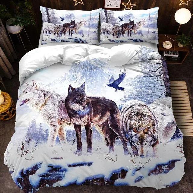 3D Wolf Bedding Set Black White Duvet Cover For Adults Bedroom Luxury Comforter Set Queen King 220x240 Size Aniaml Bed Set