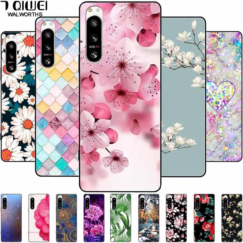 For Sony Xperia 5 IV / 1 IV Case 10IV Soft Silicone Flower Phone Back Cases For Sony Xperia 10 IV V Cover 5IV TPU Bumpers 10V