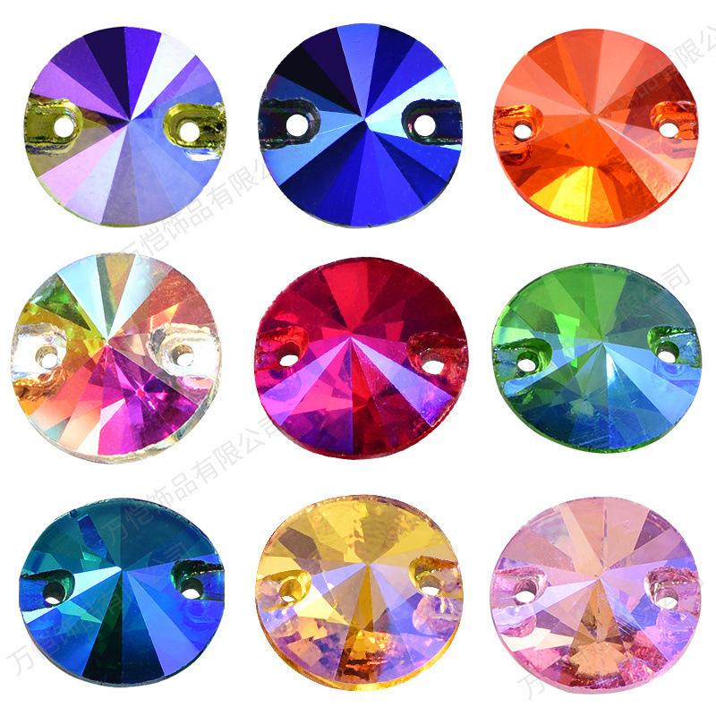 Hand Sewn Drill Flat Buckle, Special-Shaped Ab Color Crystal Glass Round Satellite Diy Clothing Wedding Rhinestone Jewelry Accessories