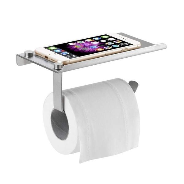 Stainless Steel Wall Mount Bathroom Toilet Paper Rolls Holder Tissue Shelf Organizer