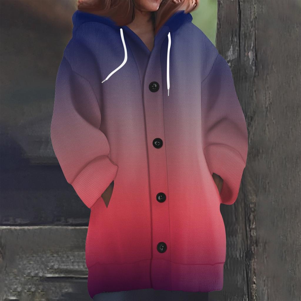 Свитшоты для женщин Вязаный свитер с длинным рукавом Принт Вязаный худи с пуговицами Кардиган Пальто