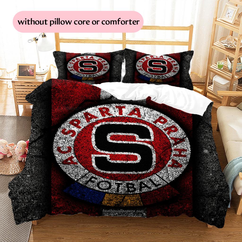 Sparta Prague football logo Pattern Bedding Home Decoration Birthday Gift (1 * duvet cover + 2 * pillowcase, without core)