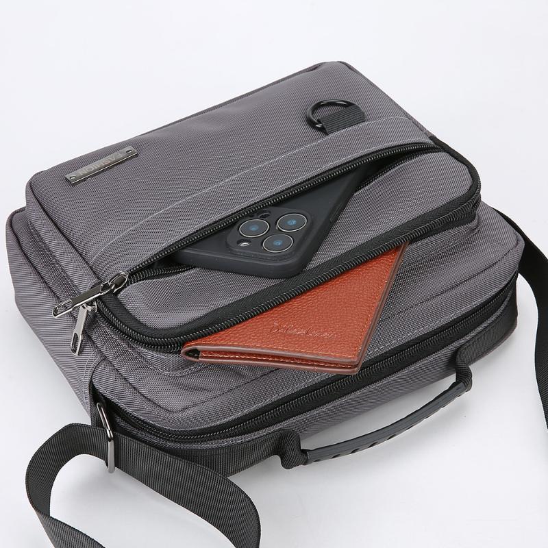 Мужская деловая наплечная сумка с защитой от кражи - Прочный офисный портфель с множеством карманов на молнии
