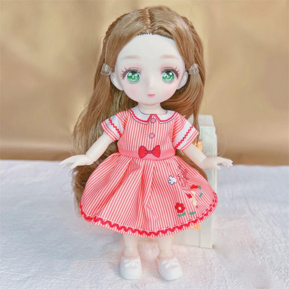 1/8 16 см BJD кукла шарнирная кукла аниме глаза милая с макияжем полный комплект с модной одеждой головной убор DIY игрушки для девочки подарок