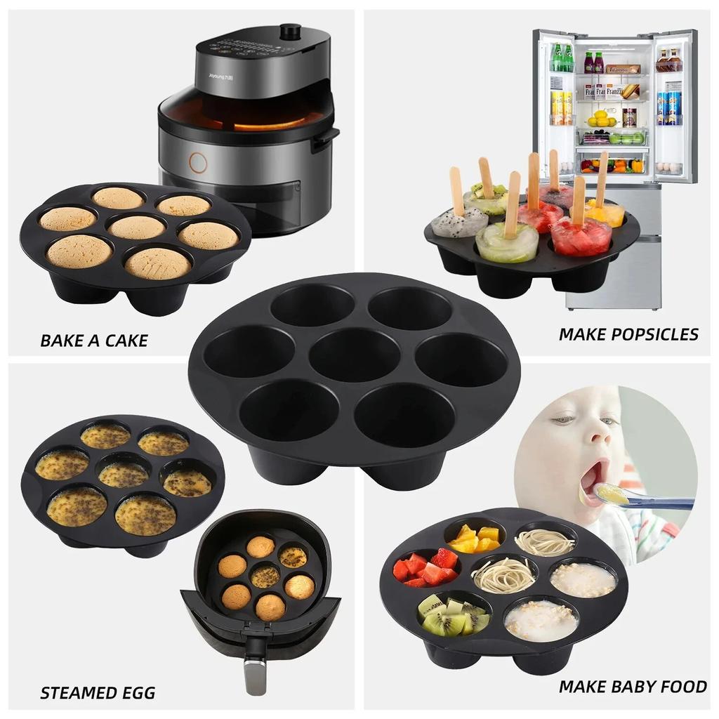7 Inch 7 Cups Airfryer Silicone Muffin Pan Cupcake Mold for 3.5 To 5.8 L Air Fryer Accessories Non Stick Mini Cake Mould