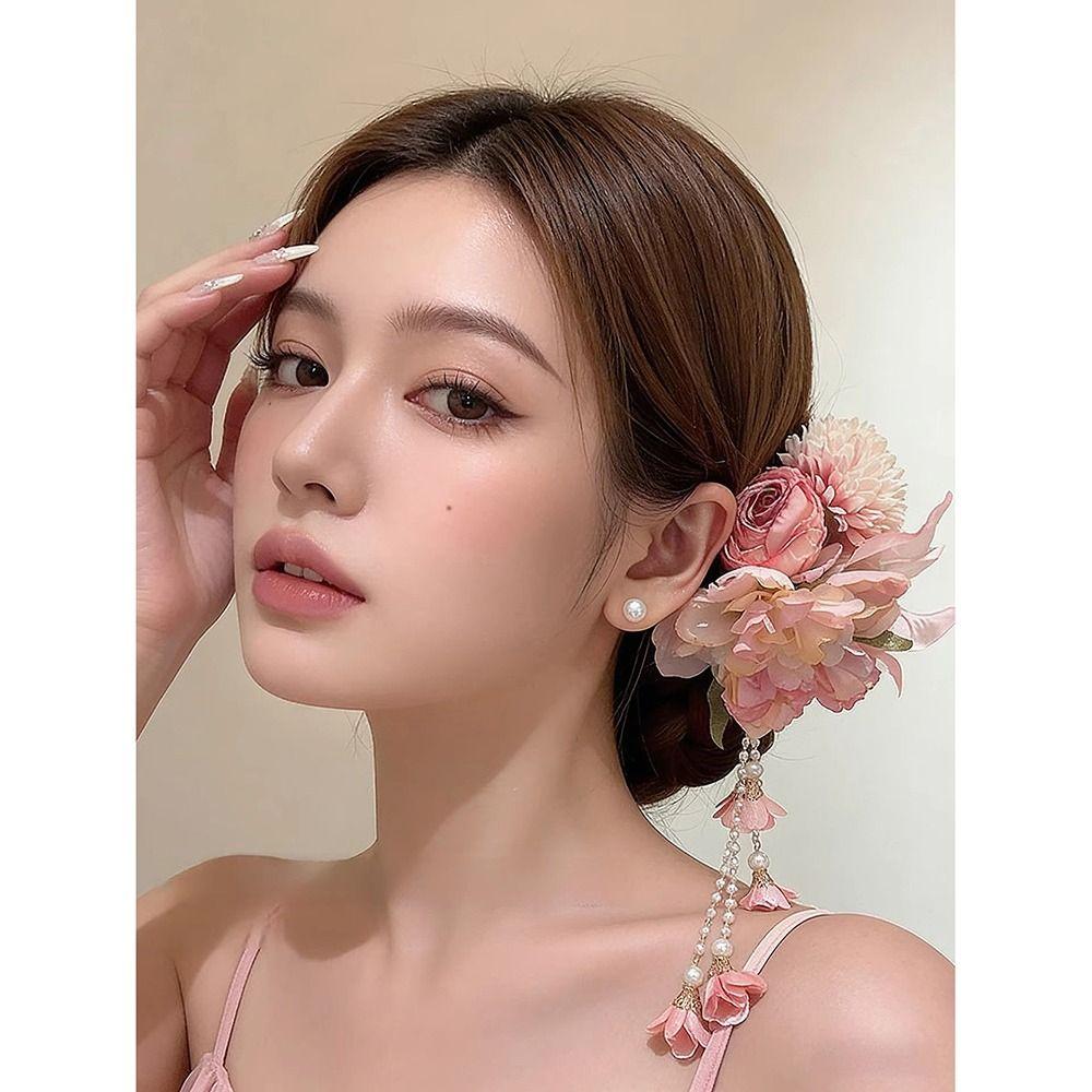1Pcs Chinese Style Hair Clip Headpieces Fresh Flower Hairpin Durable Hanfu Hair Accessories