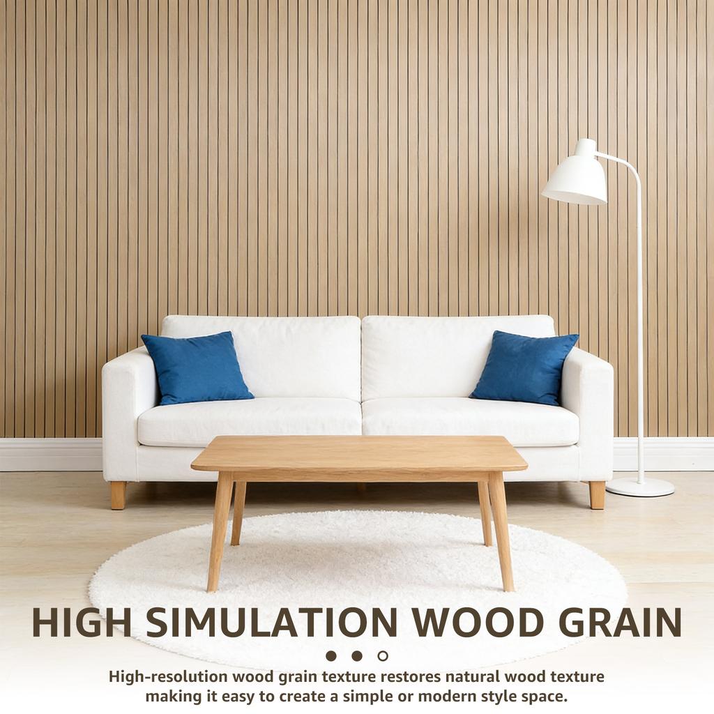 Обои с рисунком деревянных реек ПВХ Самоклеящиеся деревянные обои 118x15,7 дюйма Самоклеящаяся звукоизоляционная 3D-панель из искусственных деревянных реек