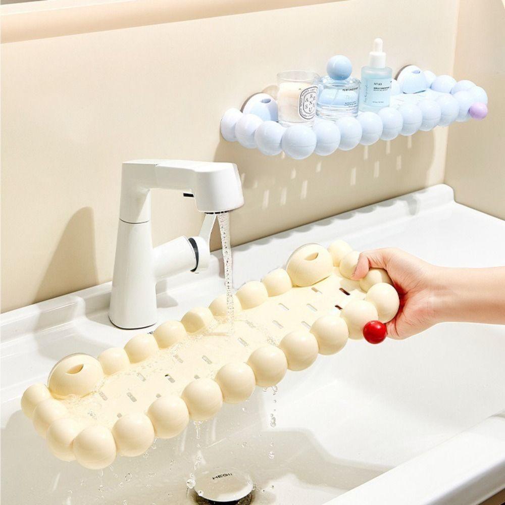 Suction Cup Wall Mounted Shelf ABS Shower Storage Rack Bathroom Organizer Shower Room