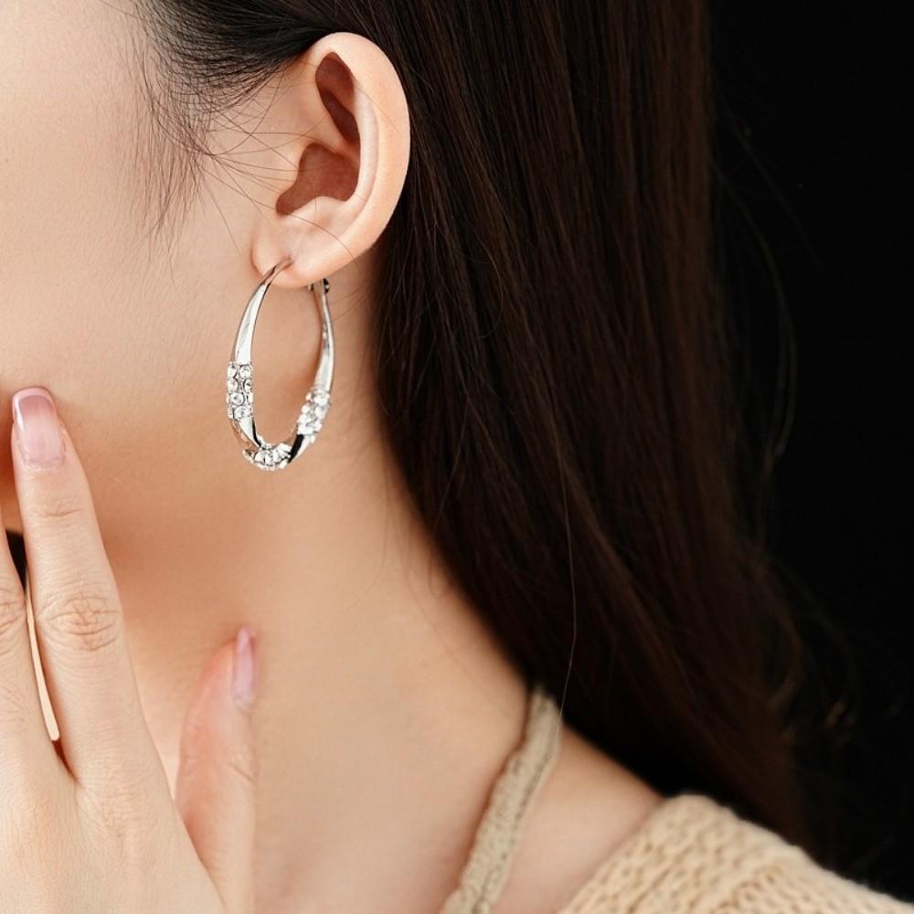 Exaggerated Hoop Earrings Light Luxury Women Ear Jewelry Temperament Large Round Earrings Party